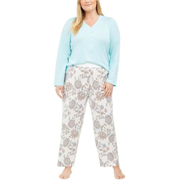 Charter Club Womens Plus Size Henley Top & Printed Pajama Pants Size 3X - Picture 1 of 1
